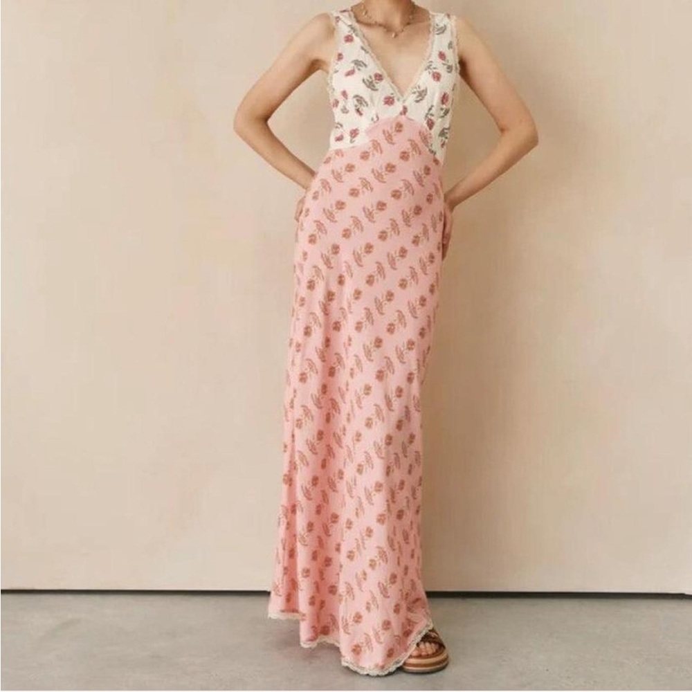Floral Pink Maxi Dress Verge girl / vrg grl novella bias cut maxi dress